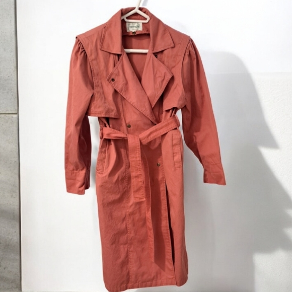 Vintage Jackets & Blazers - Terry's 'London Fog' Style Coral Trench Coat 🌹🧥